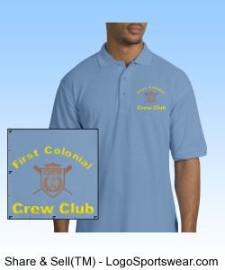 Polo - Lt Blue with Yellow Lettering Design Zoom
